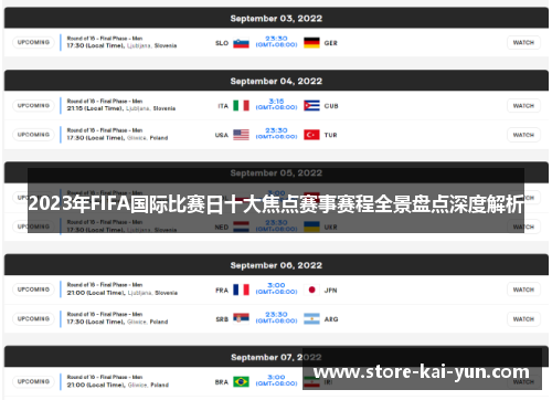2023年FIFA国际比赛日十大焦点赛事赛程全景盘点深度解析 2023年FIFA国际比赛日十大焦点赛事赛程全景盘点深度解析